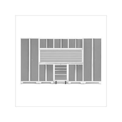 NewAge Garage Cabinets BOLD Series Platinum 9-Piece Set with Stainless Steel Top and Backsplash