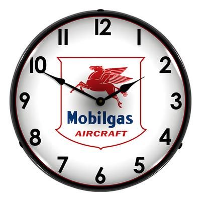 Collectable Sign and Clock Mobilgas Aircraft Backlit Wall Clock