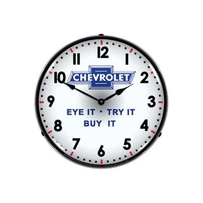 Collectable Sign & Clock Chevrolet Eye It Try It Buy It Backlit Wall Clock
