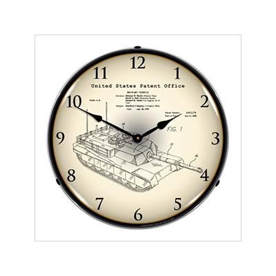 Collectable Sign and Clock 1995 M1A2 Abrams Main Battle Tank Patent Blueprint Backlit Wall Clock