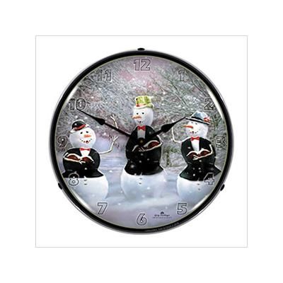 Collectable Sign and Clock Snowmen Caroling Backlit Wall Clock