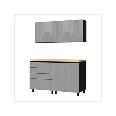 Contur Cabinet 5' Premium Lithium Grey Garage Cabinet System with Butcher Block Tops