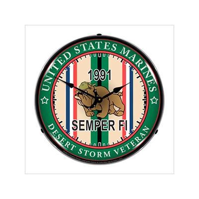 Collectable Sign and Clock Marine Veteran Operation Desert Storm Backlit Wall Clock