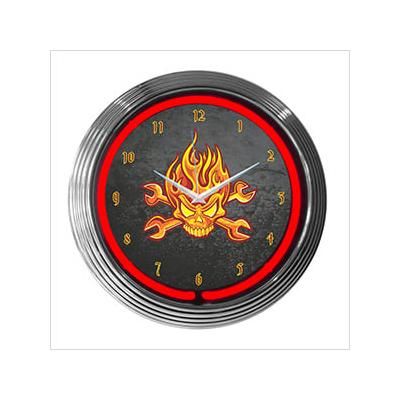 Neonetics 15-Inch Mechanic Fire Skull Neon Clock