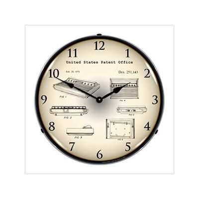Collectable Sign and Clock 1979 Atari 2600 Video Game Console Patent Blueprint Backlit Wall Clock