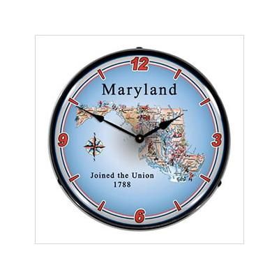 Collectable Sign and Clock State of Maryland Backlit Wall Clock