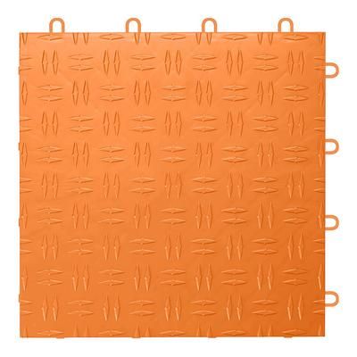 GearTile Diamond Pattern 12 x 12-Inch Orange Garage Floor Tile (12 Pack)