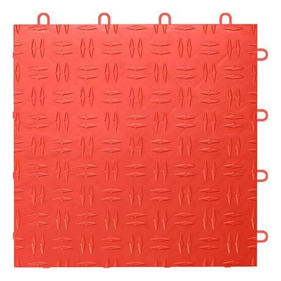 GearTile Diamond Pattern 12 x 12-Inch Red Garage Floor Tile (24 Pack)