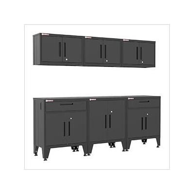 Armadillo Tough Black 6-Piece Garage Cabinet System with Levelers