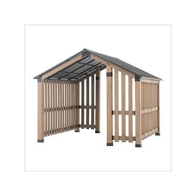 Sunjoy Group SummerCove 11 x 11 Wooden Hot Tub Gazebo with Privacy Screen and Ceiling Hook