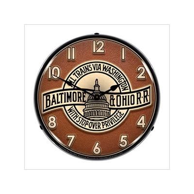 Collectable Sign and Clock Baltimore & Ohio Railroad Backlit Wall Clock