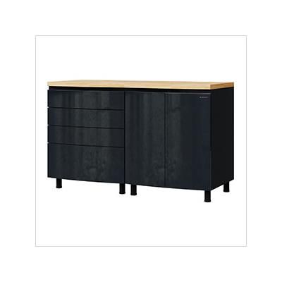 Contur Cabinet 5' Premium Karbon Black Garage Cabinet System with Butcher Block Tops