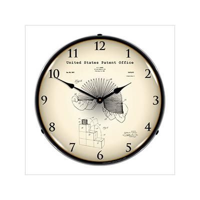 Collectable Sign and Clock 1947 Slinky Toy Patent Blueprint Backlit Wall Clock