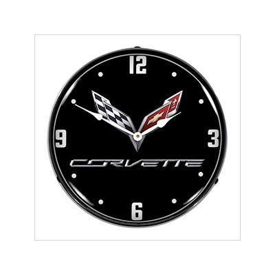 Collectable Sign and Clock C7 Corvette Black Tie Backlit Wall Clock