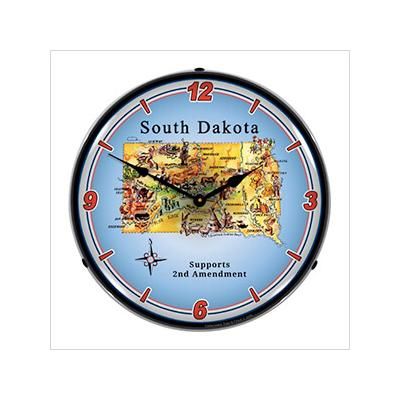 Collectable Sign and Clock South Dakota Supports the 2nd Amendment Backlit Wall Clock
