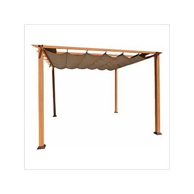 Paragon Outdoor 11 x 11 ft. Florence Soft Top Aluminum Pergola (Canadian Wood / Cocoa Canopy)