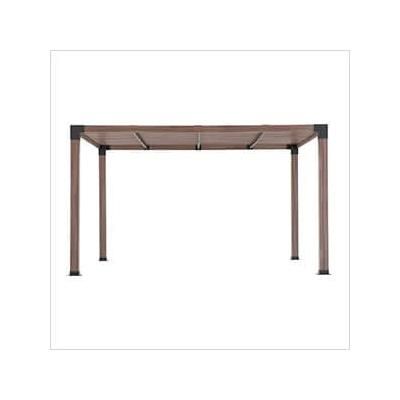 Sunjoy Group 10 x 12 Modern Metal Pergola with Nature Wood Grain Finish