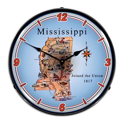 Collectable Sign and Clock State of Mississippi Backlit Wall Clock