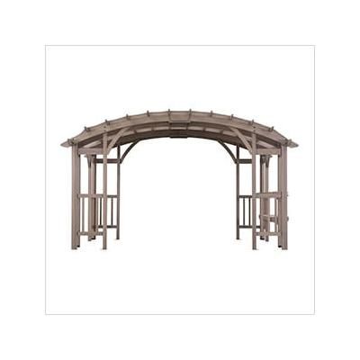 Sunjoy Group SummerCove 10 x 14 Modern Light Gray Wooden Arched Pergola Kit with Shelves
