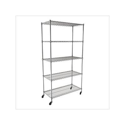 MonsterRax NSF 5-Tier Wire Shelving Rack with Wheels - 36x72x18-Inch