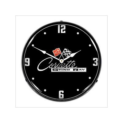 Collectable Sign and Clock C2 Corvette Black Tie Backlit Wall Clock