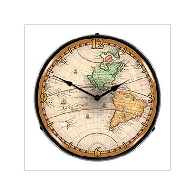 Collectable Sign and Clock 1730 World Map Backlit Wall Clock