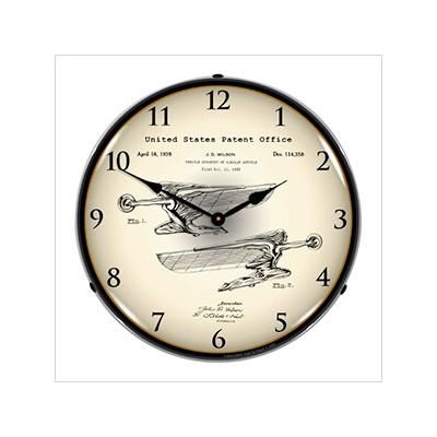 Collectable Sign and Clock 1939 Packard Radiator Cap Hood Ornament Patent Blueprint Backlit Wall Clock