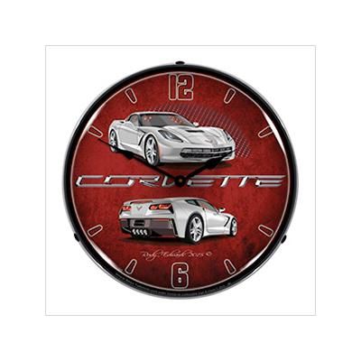 Collectable Sign and Clock C7 Corvette Blade Silver Backlit Wall Clock