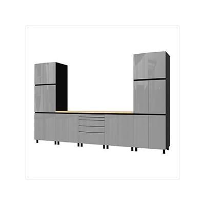 Contur Cabinet 12.5' Premium Lithium Grey Garage Cabinet System with Butcher Block Tops