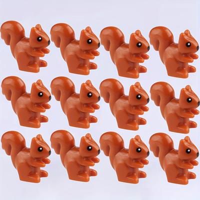 TEMU 12pcs/set Mini Building Block Squirrel Toys, Forest Animal Desk Decoration, Diy Animal Park Toy, Christmas Gift, Birthday Gift