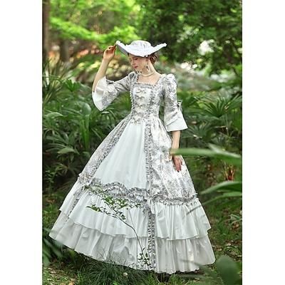 Vittoriano Ispirato al vintage Medievale Vestito Costume da festa Abito da Ballo Principessa Shakespeare Fiore / Floreale Abito da ballo Costume Per donna Halloween Carnevale San Valentino Festa