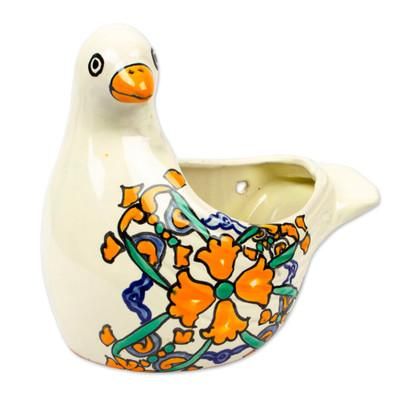 Esperanza,'Hand-Painted Ceramic Dove Planter'