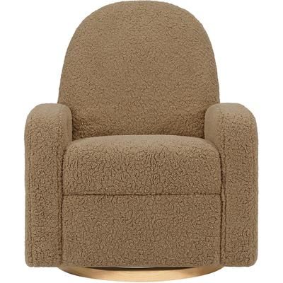 Babyletto Nami Electronic Swivel Glider Recliner w/ USB - Cortado Shearling w/ Light Wood Base