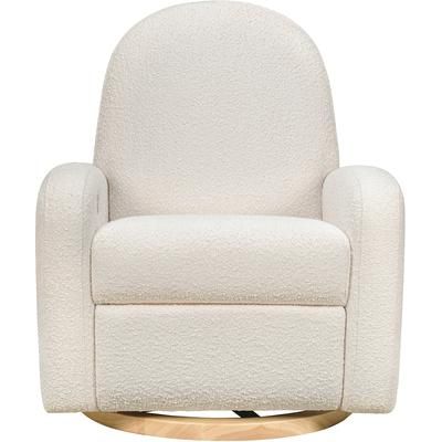 Babyletto Nami Electronic Swivel Glider Recliner w/ USB - Ivory Boucle w/ Light Wood Base