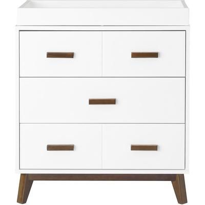 Babyletto Scoot 3-Drawer Changer Dresser w/Removable Changing Tray - White / Natural Walnut