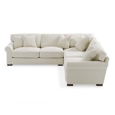 Cleo Upholstered Sectional - Pre-Configured, 3-Pc Sectional, Crypton Chenille Nomad Snow (Stocked) / 3 Pc Sectional - Grandin Road