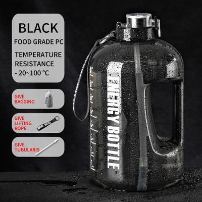 TEMU 1l/1.6l/2.5l/3.8l Round Reusable Plastic Water Bottle, Break Resistant, Hand Wash Only, Graphic Pattern, Multipurpose, With Straw, For Fitness Sports, Beauty Student, Adult, Halloween