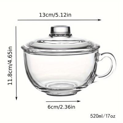 TEMU 1set Glass Cup 17oz Clear Coffee Mug With Lid For Breakfast Tea, Milk, Beverage, Oats, Yoghurt