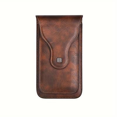 TEMU 6.5-inch Leather Phone Waist Bag With Dual Compartments