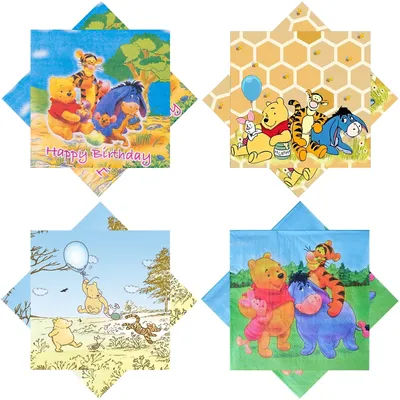 20pcs/Pack Disney Winnie the Pooh Napkins Birthday Party Accessories Tissues Paper Towel Pooh Bear Outdoor Activity Tableware