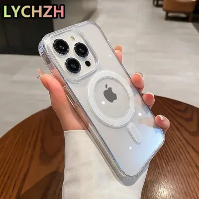 Magnetic Original Magsafing Case For iPhone 13 15 12 11 14 Pro Max Mini X XS XR 8 7 Plus SE Silicone Acrylic For Magsafe Cover