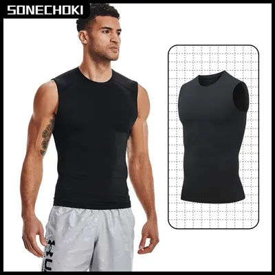 Compression Tank Top Men Gym Shirt Sleeveless Quick Dry Solid Sportswear Male Fitness Bodybuilding Vest Workout Muscle Top