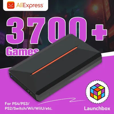 500GB Gaming Hard Drive With 3700+ Games For PS4/PS3/PS2/Gamecube/Wii/Wiiu Launchbox System HDD Plug and Play For WIN PC/Laptop