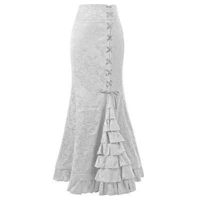 Retrò Vintage Medievale Rinascimento Gonna Ragazza gotica Con Volant Fiore / Floreale Costume Per donna Fantasia Stile Steampunk Mascherata Evento / Festa Adulti Gonna