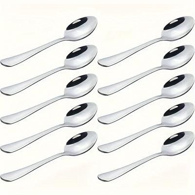 TEMU 5/10pcs Stainless Steel Coffee Spoon, Dessert Spoon, Salad Spoon, Mini Stirring Spoon, Mirror Polished, Machine Washable, Suitable For Home Kitchen, Restaurant, Bar 4.92in