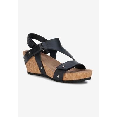 Women's Traci Wedge Sandal by Ros Hommerson in Black Nappa Leather (Size 9 M)