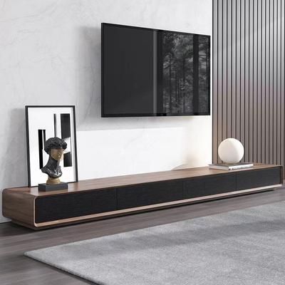 Modern Wood Black TV Stand, Rectangular Media Console with 4 Drawers ,94.48" Fully-Assembled
