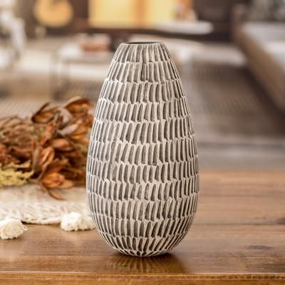 Artisanal Elegance in Black,'Handcrafted Modern Watertight Ceramic Vase from Guatemala'
