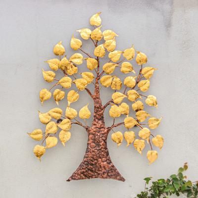 Wisest Nature,'Inspirational Handmade Gold Foil and Steel Tree Wall Art'