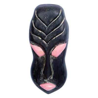 Ranavalona I,'Handcrafted Black and Pink African Mask of Queen Ranavalona'